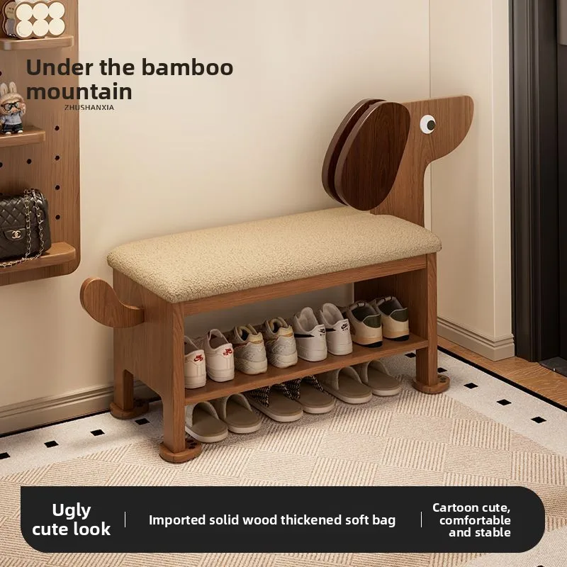 

Скамья для прихожей из цельного дерева в стиле домашних животных, органайзер для обуви, табурет для хранения, подставка для ног, шкаф для прихожей, дверной проем, компактная мебель для дома