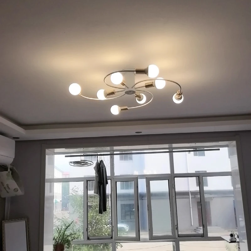 

Personality Room Bedroom led Ceiling Lamp Nordic Dining Room Lighting Simple Modern Iron Living Room Flush Mount Ceiling Light