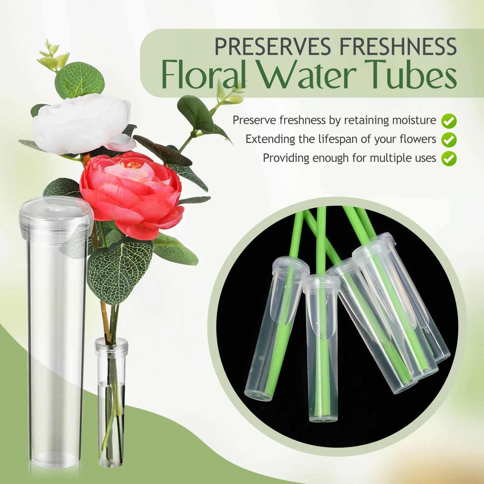 

Floral Water Tubes Fresh Flower Stem Preservers Leak-Proof Universal Size For Bouquets Florist Supplies Individual Flower