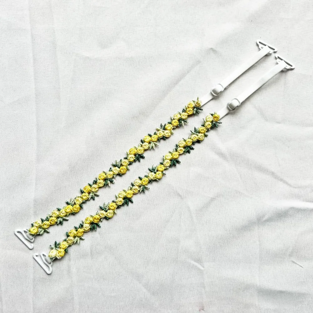 Creative Gift Removable Floral Bra Straps Lace Anti-slip Floral Shoulder Belts Elastic Polyester Shoulder Straps