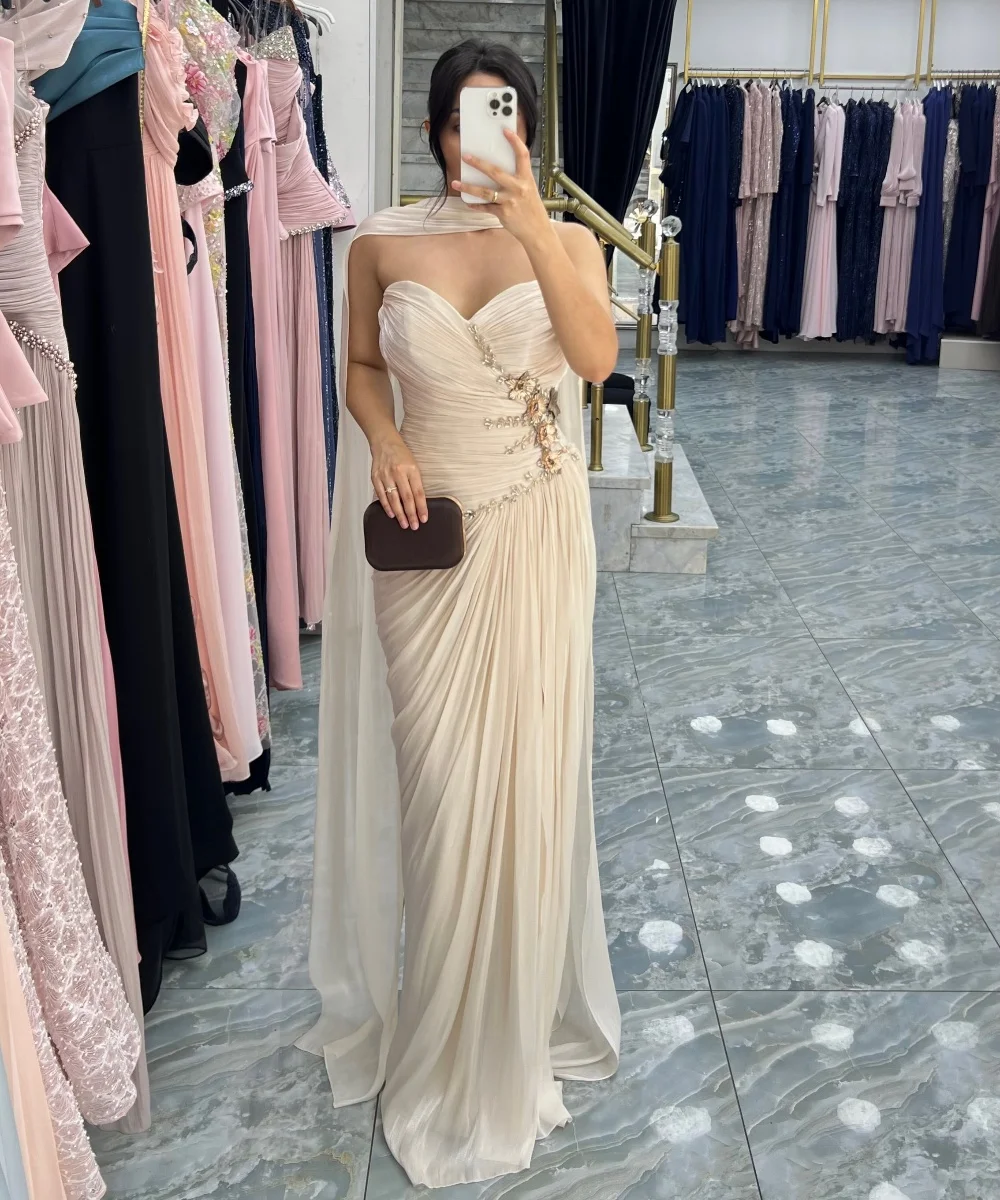 Customized High Quality Pleat Sequined Pattern Straight Sweetheart Long Luxury Party Dresses Exquisite Simple