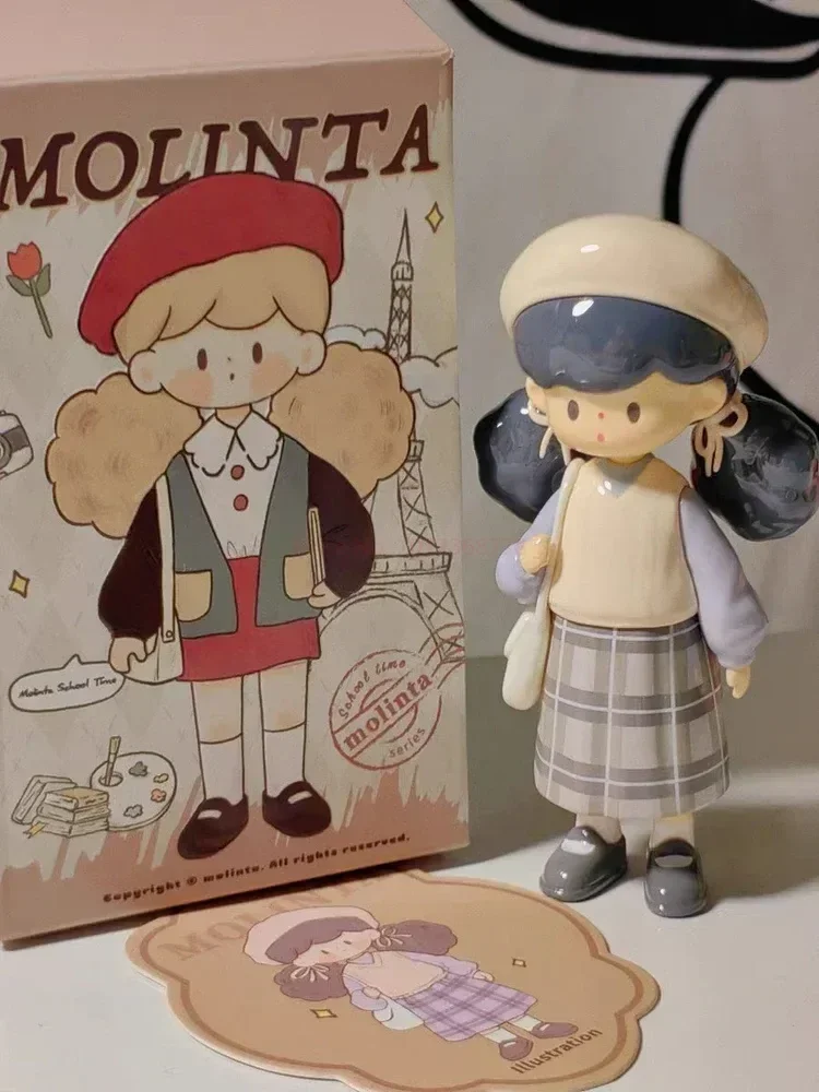 Genuine Kawaii Molinta School Time Series Blind Box  Mystery Box Toys Anime Action Figure Desktop Ornaments Figurines Girls Gift