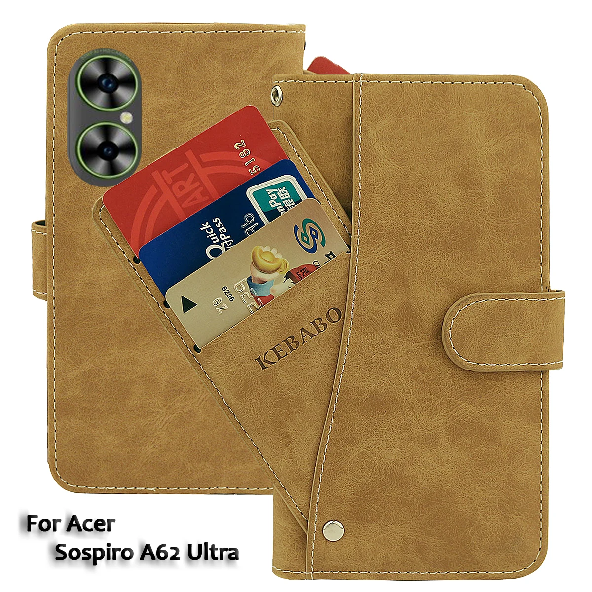 

Vintage Leather Wallet Acer Sospiro A62 Ultra Case Flip Luxury Card Slots Slip-resistant Cover Phone Protective Cases Bags