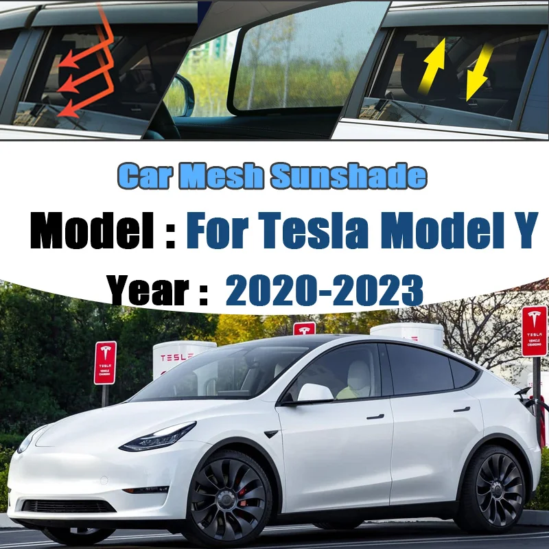테슬라 모델 Y 2020 2021 2022 2023 차량용 메쉬 햇빛 가리개, 자석식 프라이버시 커튼, 모기 차단 자동차 액세서리 썸네일 2