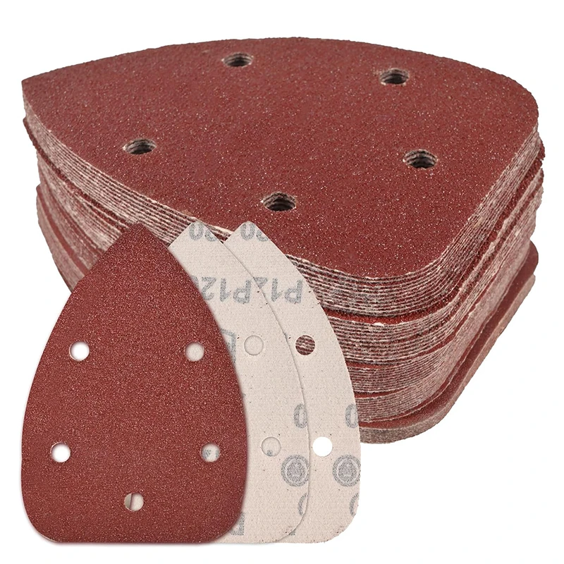 55Pcs Mouse Detail Sander Sandpaper, 5 Hole Triangle Sanding Pads  Professional 60-240 Grits Mouse Sander Pads for Sanding