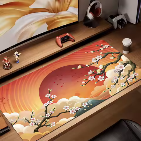 Sunset and cherry blossom design Mouse Pad rubber anti-slip Desk Mat gamer pc accessories Gaming mat keypad expansion mousepad