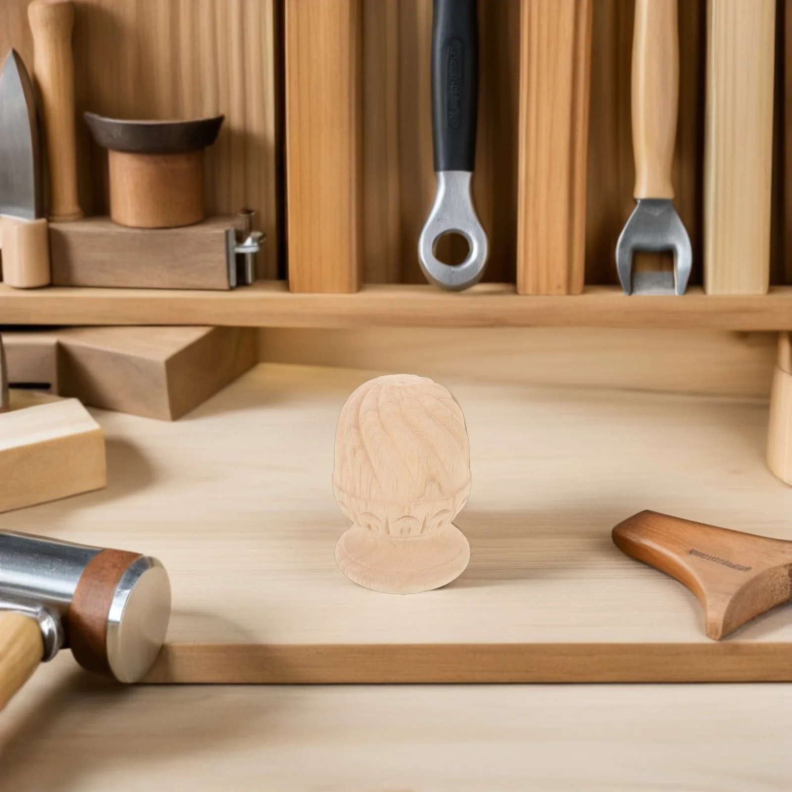 لم تنته خشب متين منحوتة الدرج النهائي آخر توبر Crafts بها بنفسك الحرف الخشبية الزخرفية Finials قضيب الستارة ينتهي #2