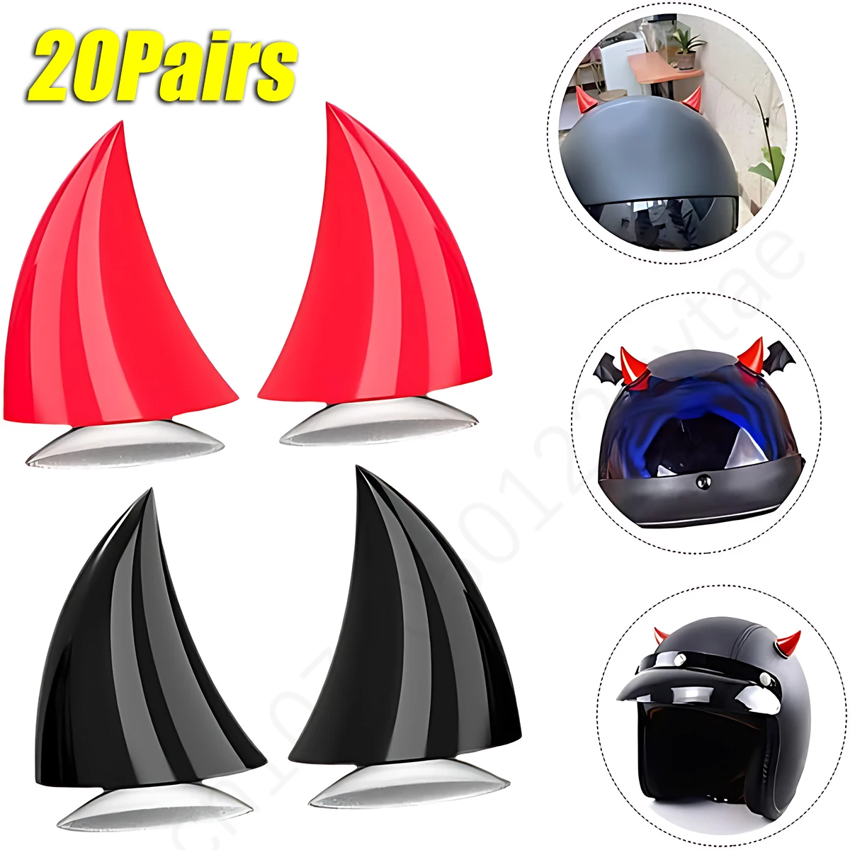 1-20 Pairs of Motorbike Helmets Male and Female Models Devil Horns Decoration E-bike Helmets Suction Cup Decoration