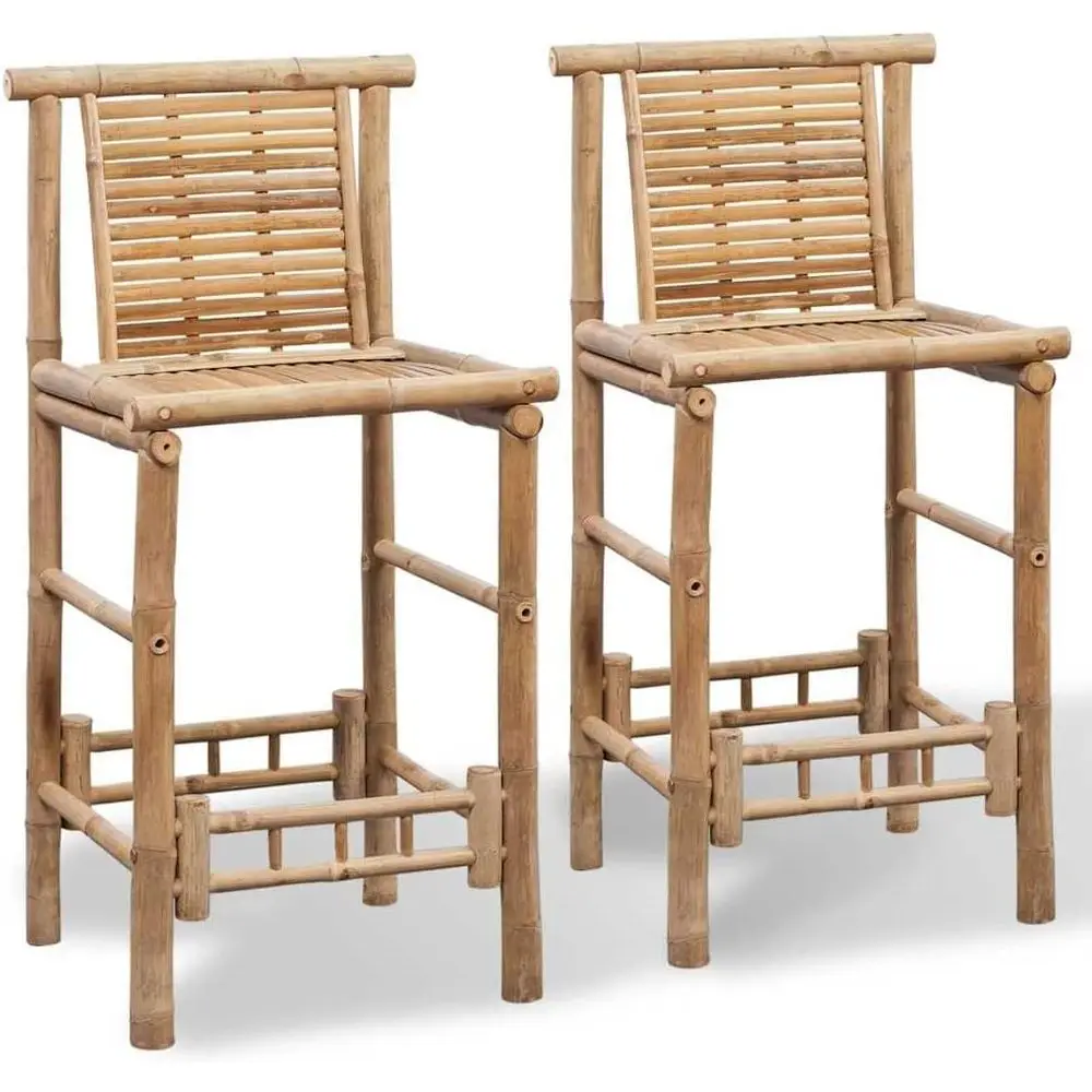 

Pair of Bamboo Counter Stools: Durable 2-Seat Bar Height Chairs