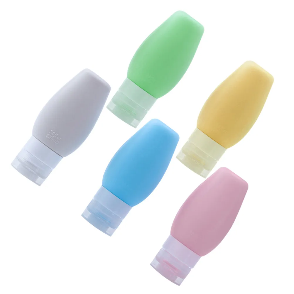 5pcs 90Ml Portable Silicone Travel Bottle Refillable Container For Lotion Cream Shampoo Dispenser Lightweight Essential
