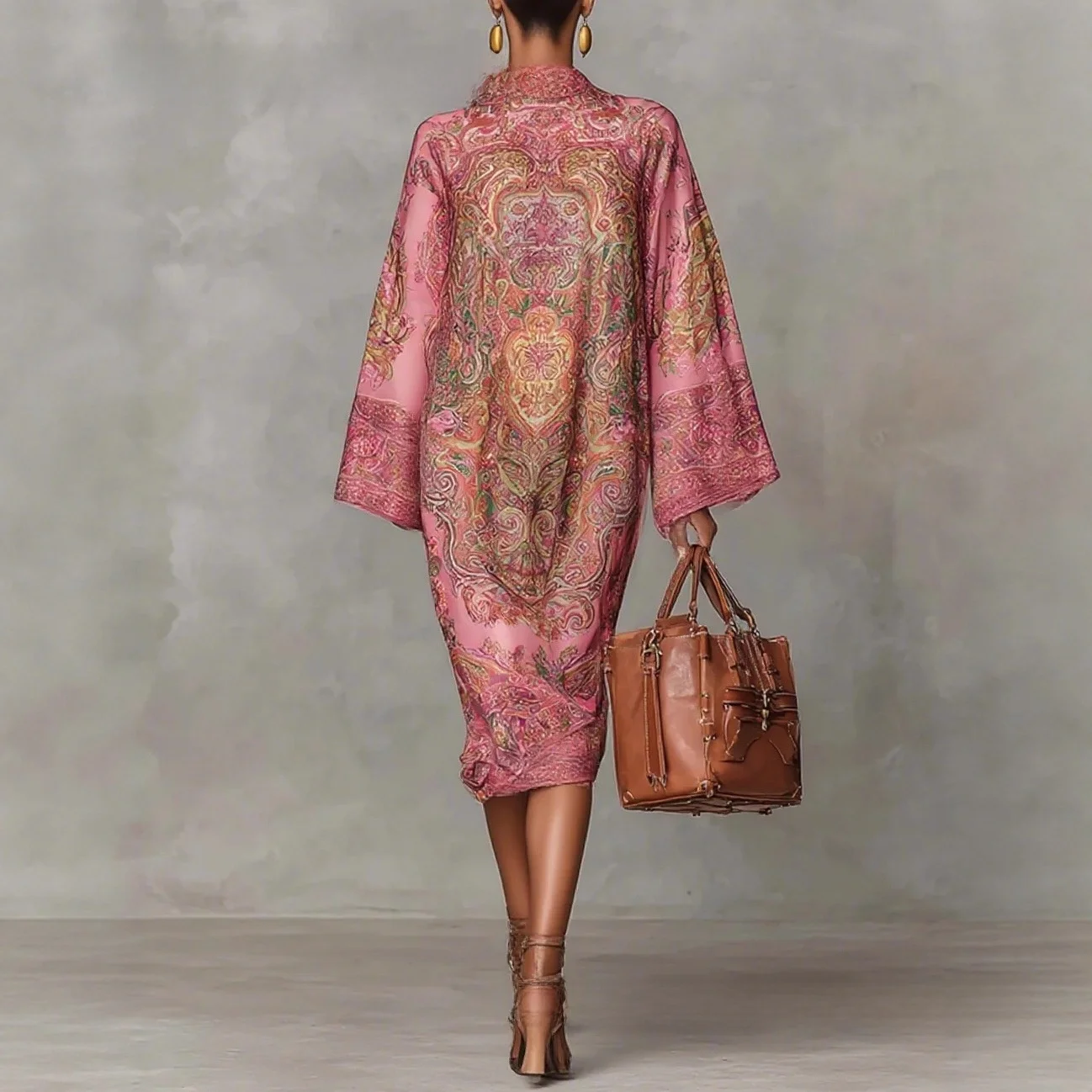  Retro Digital Print Drifting Dress New Arrival Cross-Border Elegant Women's Clothing Chinese Ethnic Stage Costume