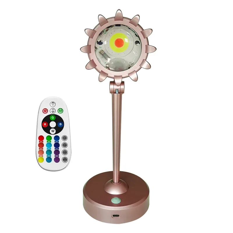 Lampe de projection laser domestique USB avec télécommande, pétales de tournesol, arc-en-ciel, escales lumineuses, veilleuse