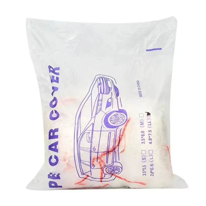 462A Clear Plastic Full Body Car Cover Disposable Parking Cover with Elastic for Outdoor Storage and Dust Care