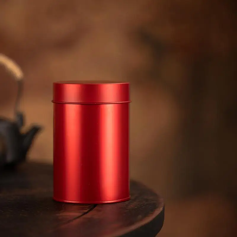 New Iron Tea Canister Metal Tea Storage Tin Available In 4 Colors With A Double-Layered Airtight Lid Cylindrical Shape