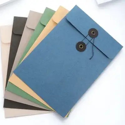 

6pcs Thick File Pockets Document Folders String Button Design Large Capacity For Office School Home Use Portable File Organizer