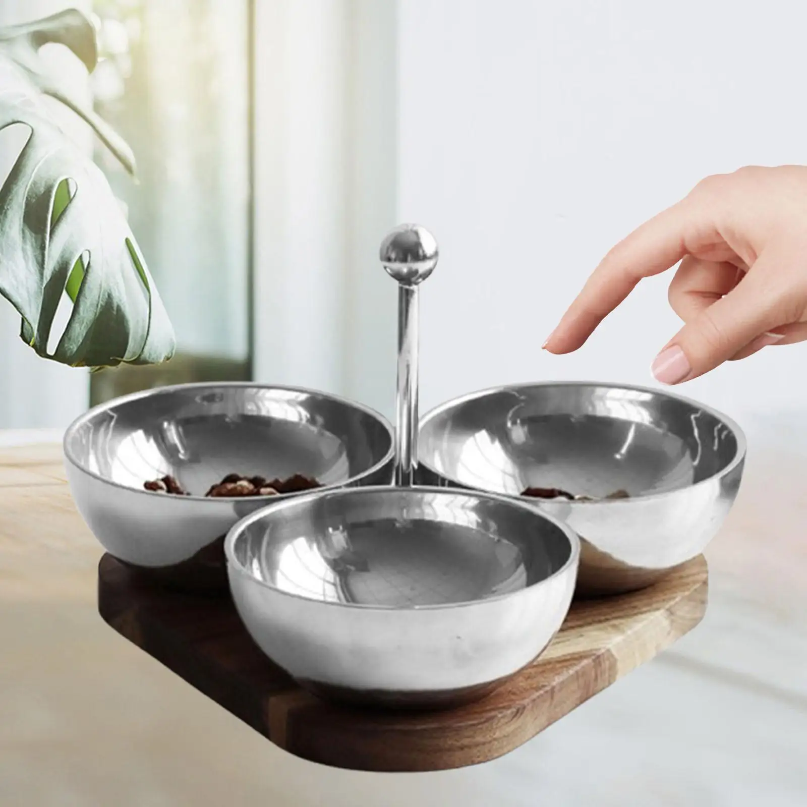 3-compartment Serving Bowl Resuable Rust Resistant Creative Easy to Clean Fruit Bowl Dessert Bowl for Home Use Party Living Room
