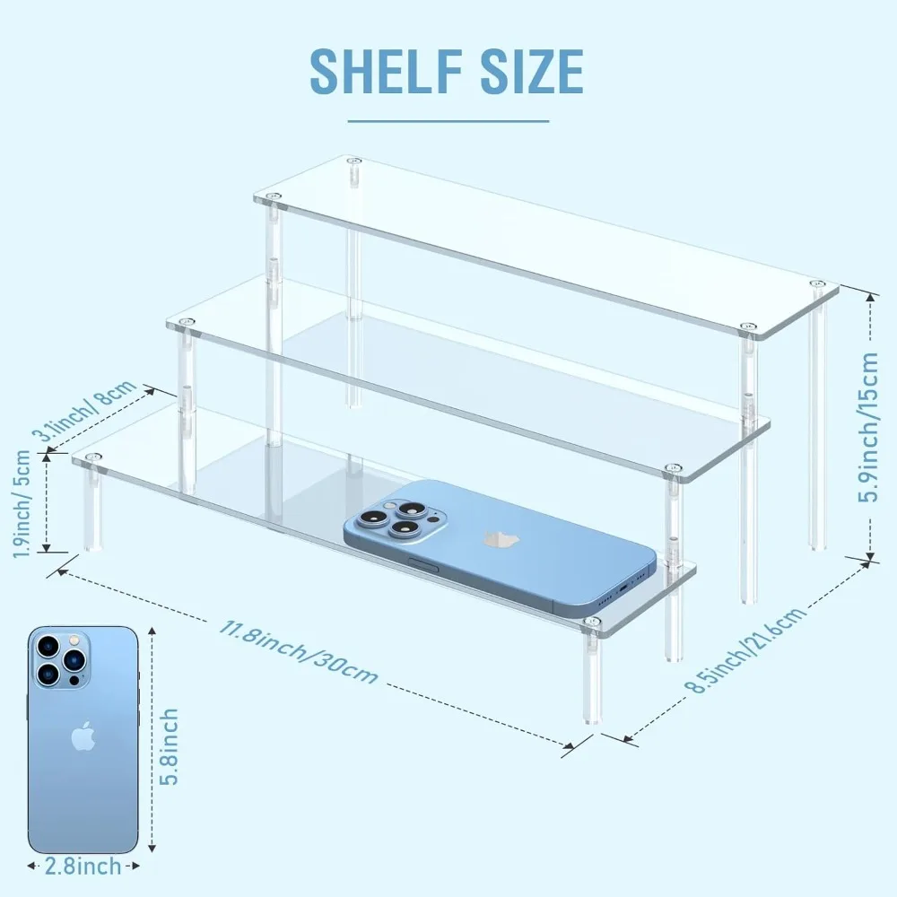 Clear Acrylic 3-Tier Display Riser for Perfume, Cupcakes & Collectibles - Sturdy Shelf Organizer for Home, Party & Shop