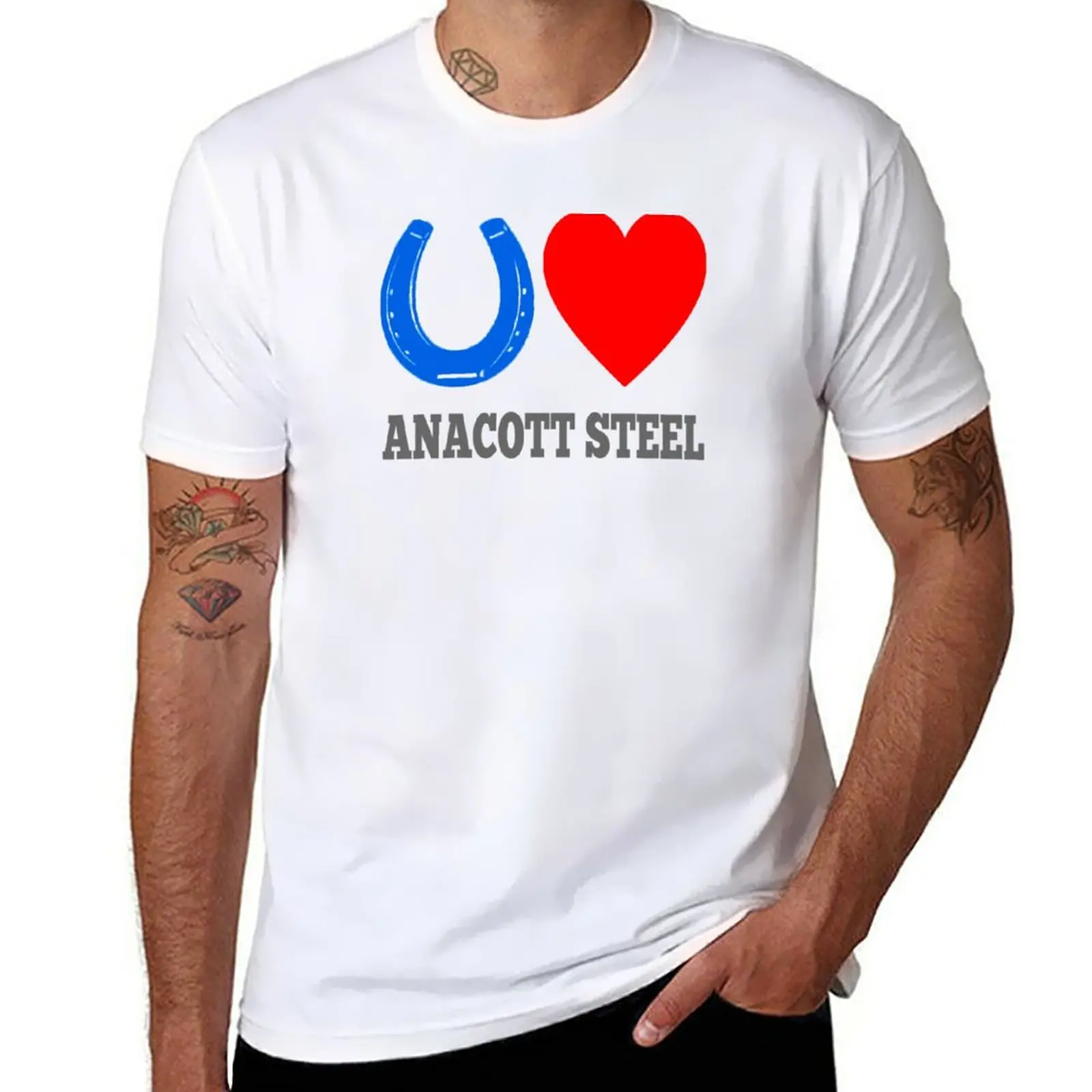 New Blue Horseshoe Loves Anacott Steel - Wall Street Movie Quote T-Shirt summer top black t shirts T-shirts for men cotton