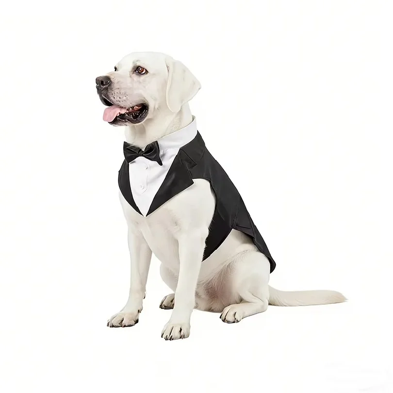 Pet Dog Clothes Bow Tie Shirts for Boy Dogs Wedding Party Bulldog  Puppy Costume Teddy Summer Thin Outfits Suit
