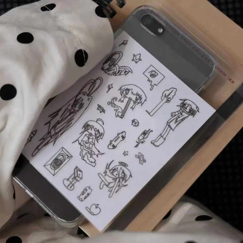 

Black Rope Figure Girl Simple Design Creative Decorative Book Stickers