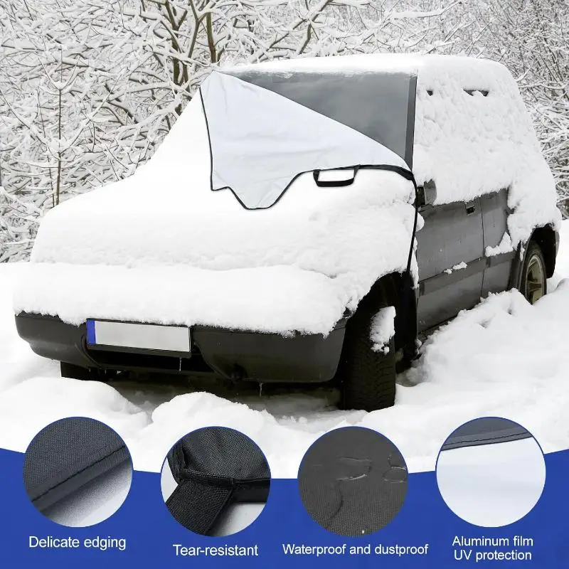 Car Windshield Snow Cover Thick Waterproof Fabric with Side Mirror Covers Perfect Winter Gift for Car Owners Drivers Family Fri