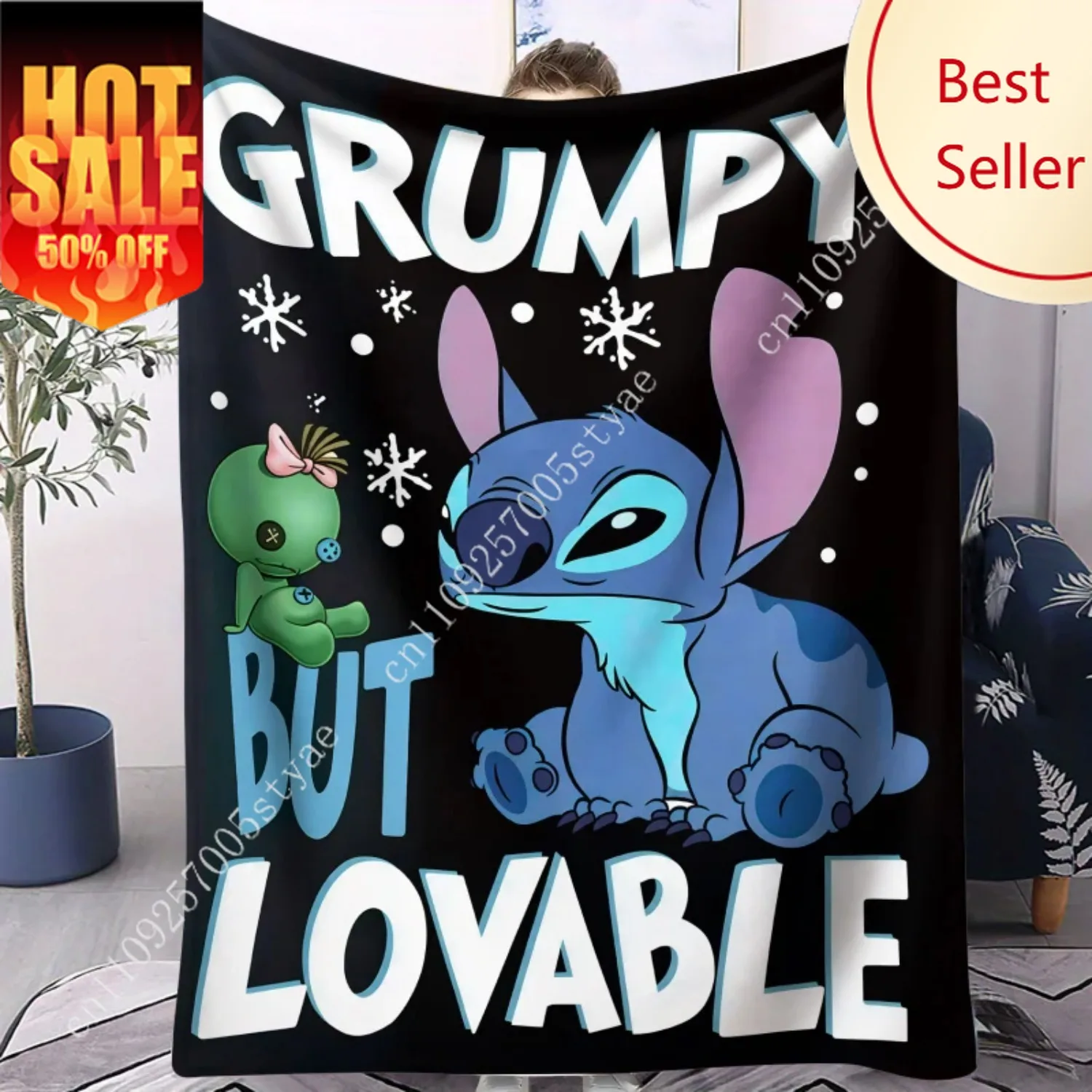 Manta de franela con cita divertida de Disney Stitch, forro polar suave y cálido, regalo para fanáticos, funda para sofá cama, siesta, viaje, Camping y hogar