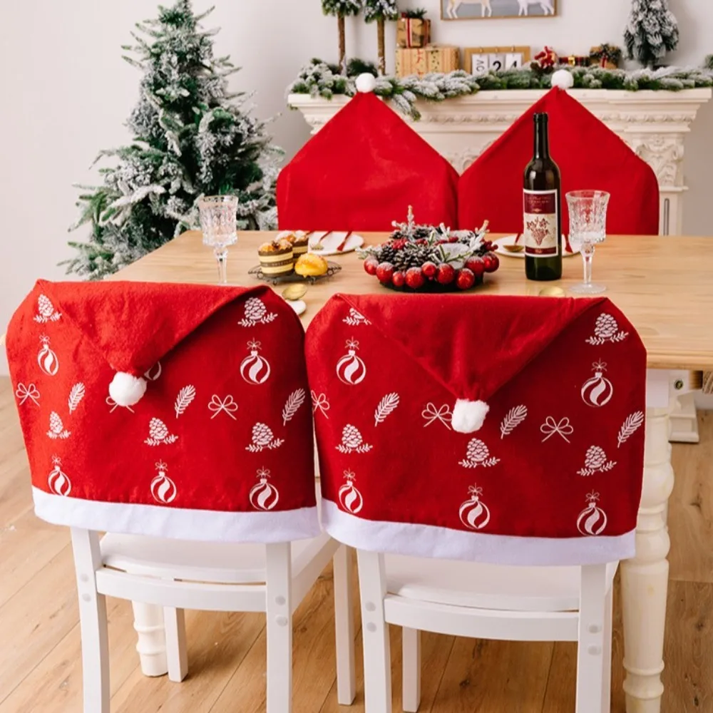 Cartoon Christmas Chair Cover Santa Claus Cloth Xmas Dinner Chair Seat Cover Soft Elk Christmas Table Decor Dress-up Props