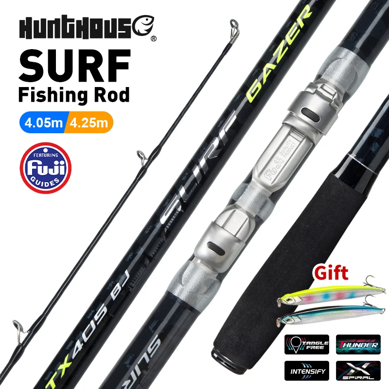 

Hunthouse Surf Spinning Fishing Rods Surfcasting 100-250g Fuji Guide Ring Reel Seat Carbon Fiber 4.25m 4.05m 3 Section Beach