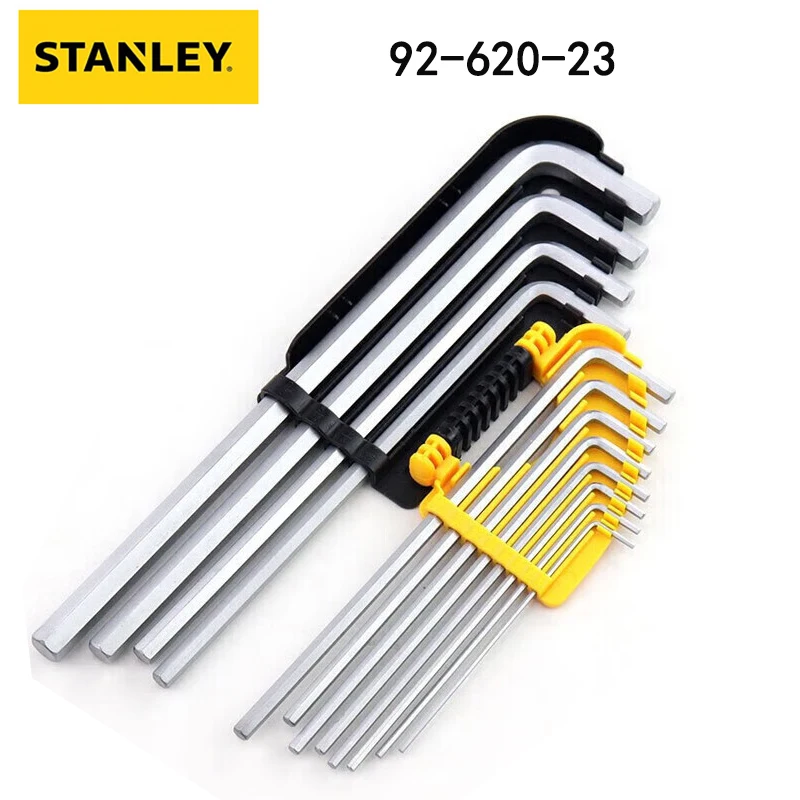 Stanley 92-620-23 British S2 Alloy Steel Hex Key Set Lengthening Ball Flat Head Tool Hex Key 12pcs