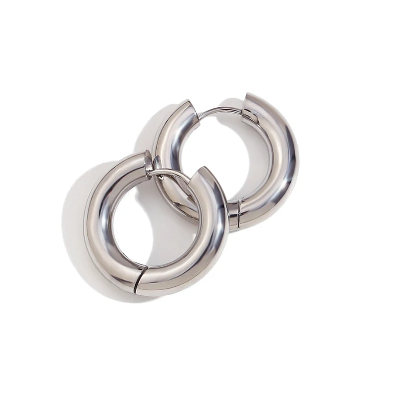 Classic Round Stainless Steel Earrings For Women Men Geometric Circle Ear Buckle Gold Silver Color Fashion Huggie Daily Jewelry