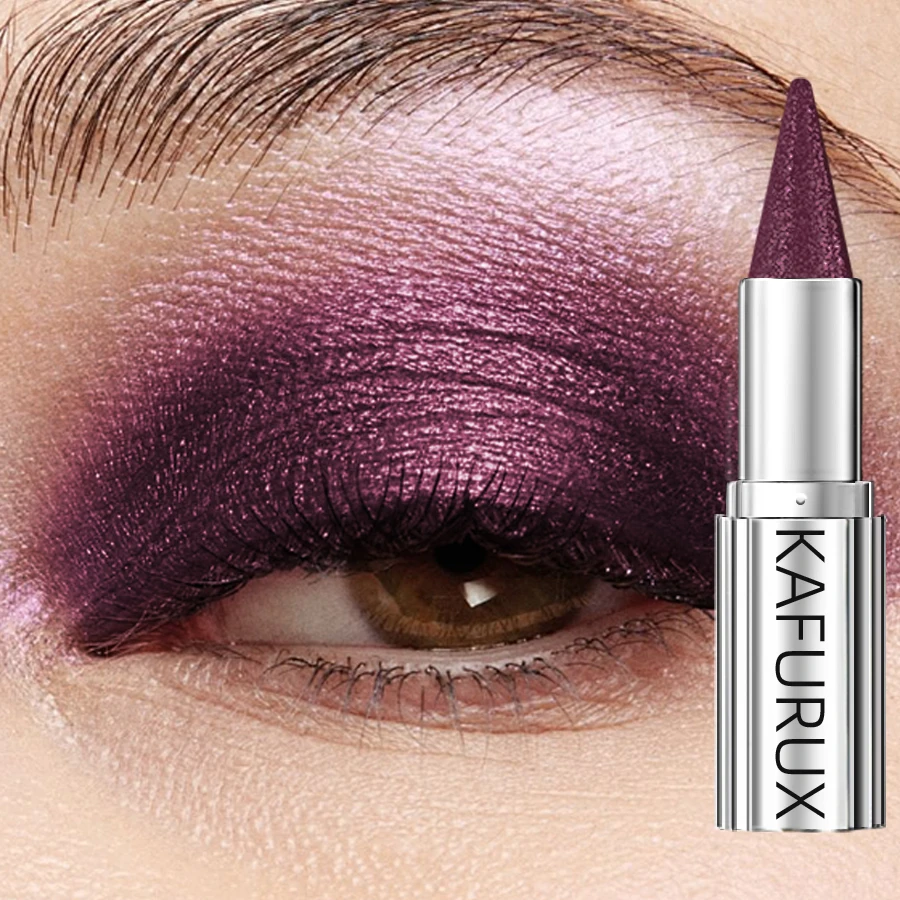 12 Colors 1PC Waterproof Eyeshadow Sticks Long Lasting High Pigmented Shimmer Metallic Glitter Eye Shadow Makeup Brown Cosmetic