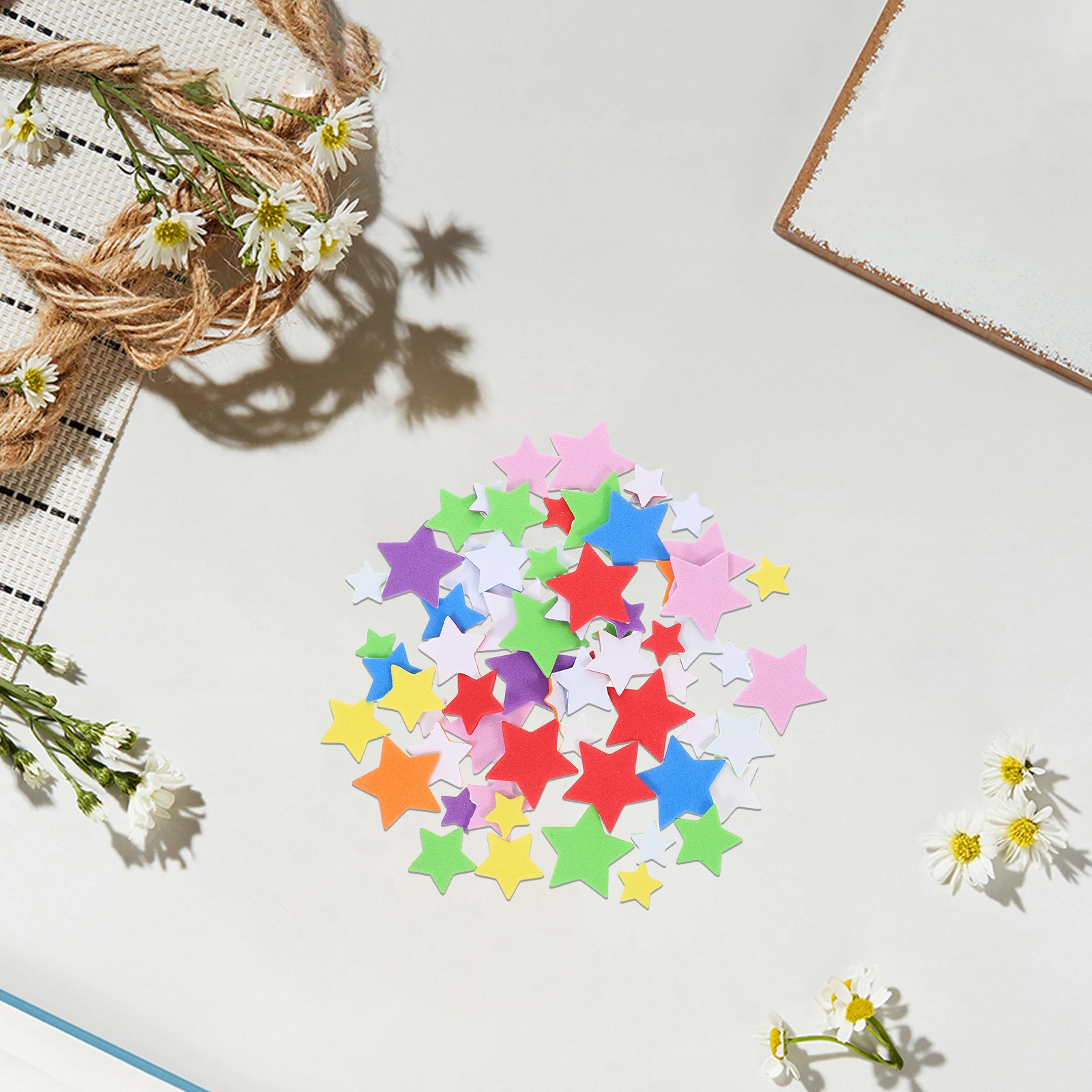 

3 Bags Pentagram Star Shape Stickers Eva Self Adhesive Colorful Sponge Craft Scrapbook Classroom Decoration Diy Learning
