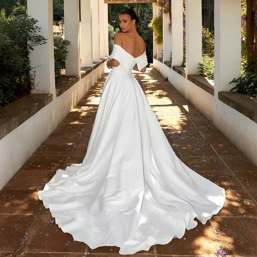 Off Shoulder Strapless Wedding Dresses for Ladies Elegant Satin Bridal Gowns Exquisite Sleeveless Vestidos De Novia New 2026