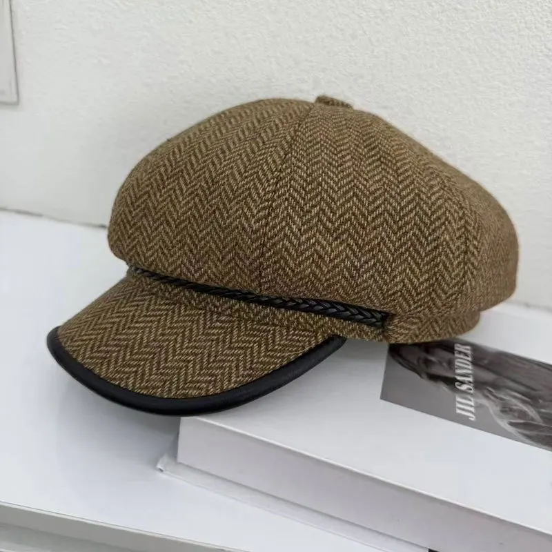 

Octagonal Hat Women Newsboy Cap Autumn Warm Accessory For Winter Windproof Outdoor Casual