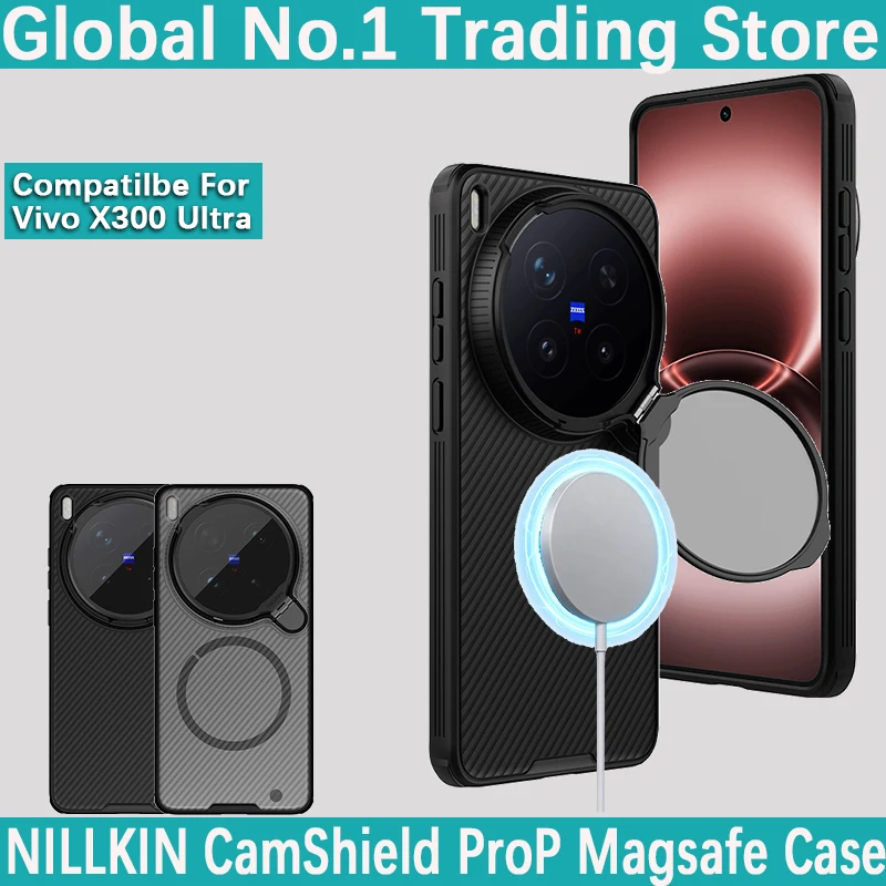 

NILLKIN For Vivo X300 Ultra CamShield Prop Magnetic Anti fall airbag lens cover bracket, phone case Magsafe protective cover