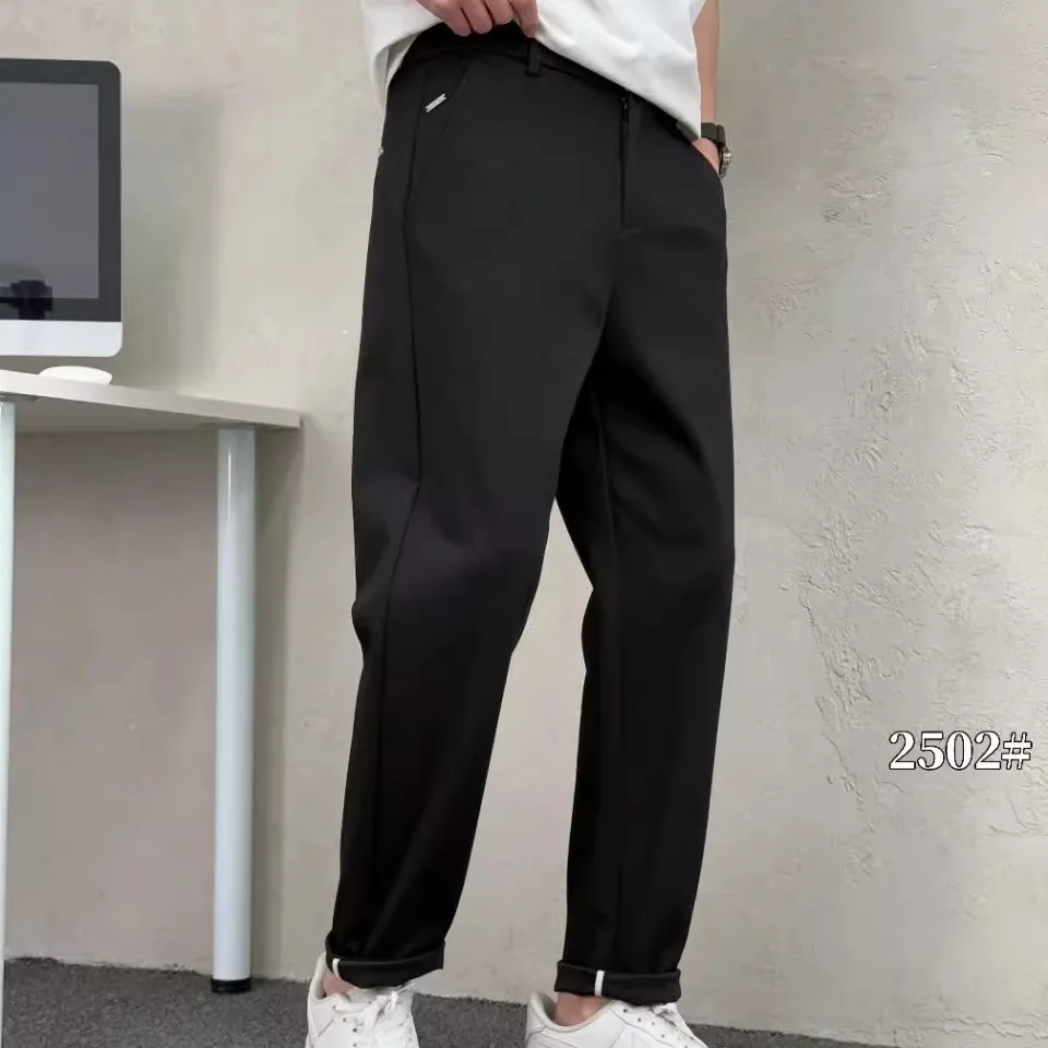 

Высококачественные удобные мужские повседневные брюки из смеси хлопка, весенние универсальные дышащие эластичные джинсы с прямыми штанинами и конусом