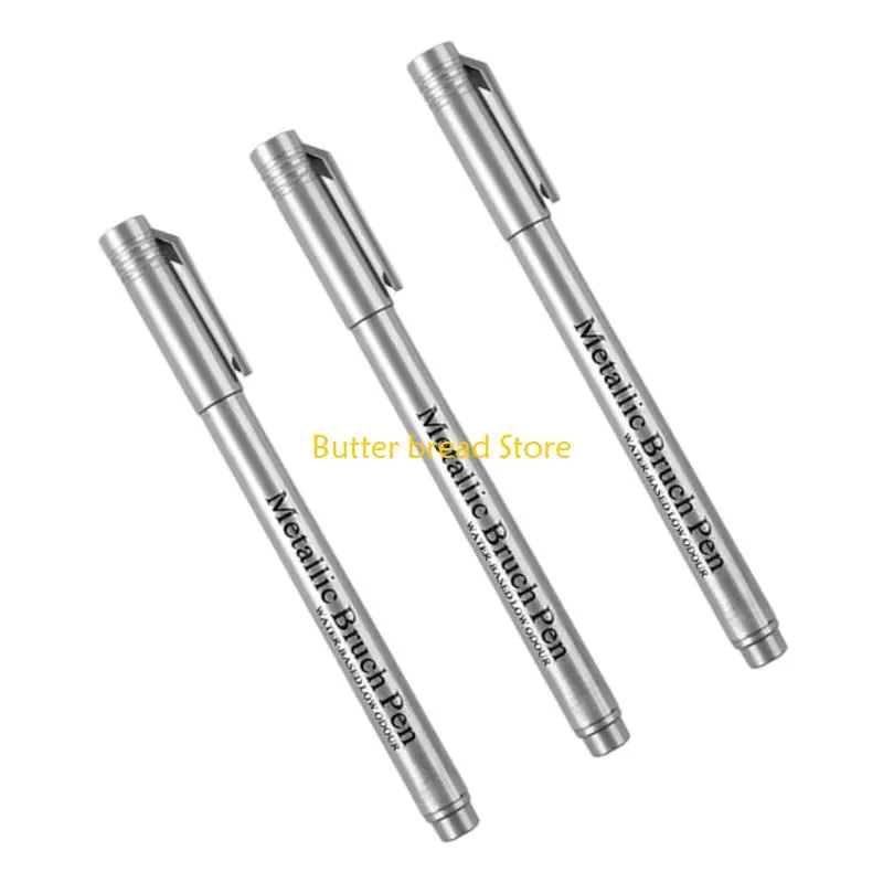 W89C 3Pcs Metallic Paint Marker Pen Water Resistant Paint Pen For Art Illustrations Card Making Scrapbooking Drawing