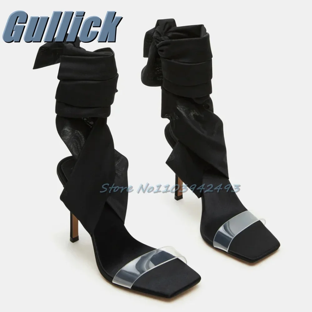 

Roman Gladiator Sandals Square Toe Heels Solid Shallow Ankle Strap Shoes Women Luxury Designer Black Sandalias De Mujer Tacones