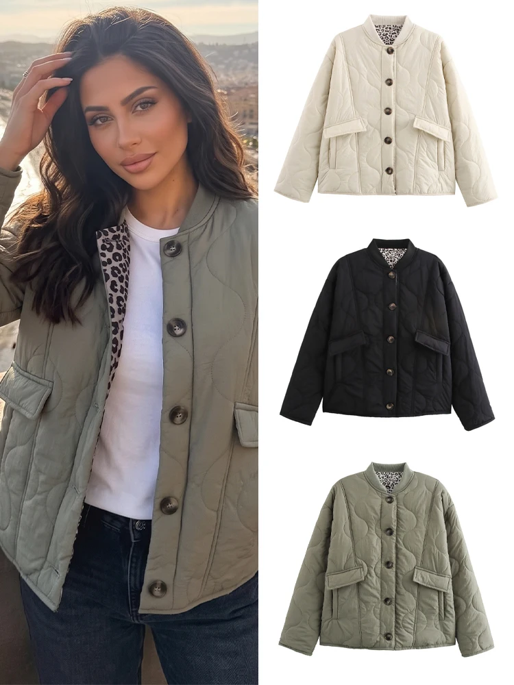 HH Autumn Jacket For Women Elegant Solid Quilted Coat Long Sleeve Single Breasted Outerwear Casual Maternity Outfit Tops