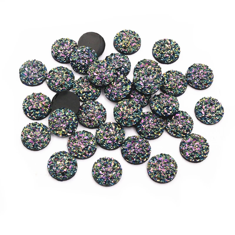 New Fashion 40pcs 8mm 10mm AB Purple Flat Back Resin Cabochons Cameo Dome DIY Jewelry Making Accessories