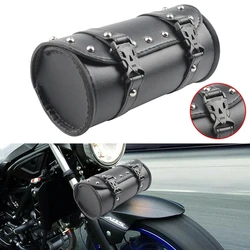 Motorcycle Fork Bag Leather Saddlebags Tool Bag Storage Pouch Waterproof for Harley Sportster XL Touring Softail Dyna Road King