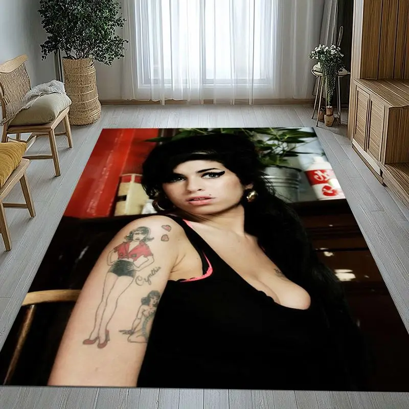 Fashion Amy Winehouse Music Singer Area Rug,Non-Slip Carpet Mat for Living Room Bedroom Playroom,Sofa Floor Rug,Home Decor Gift