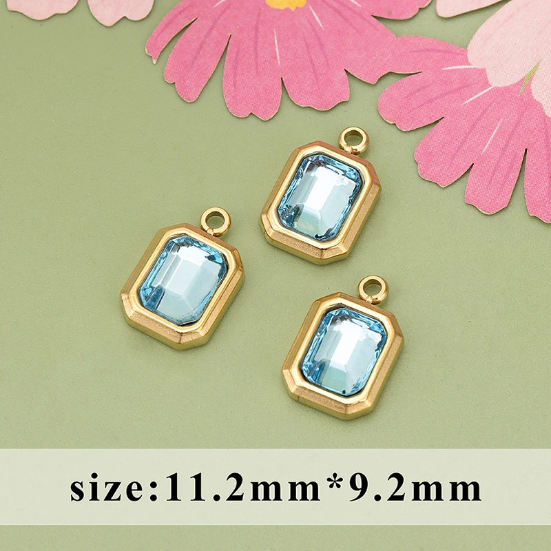assoonas ME14, Schmuckzubehör, 316L-Edelstahl, Zirkonia, nickelfrei, handgefertigt, Schmuckherstellung, Anhänger, DIY-Anhänger, 6 Stück/Set. – Detail 5
