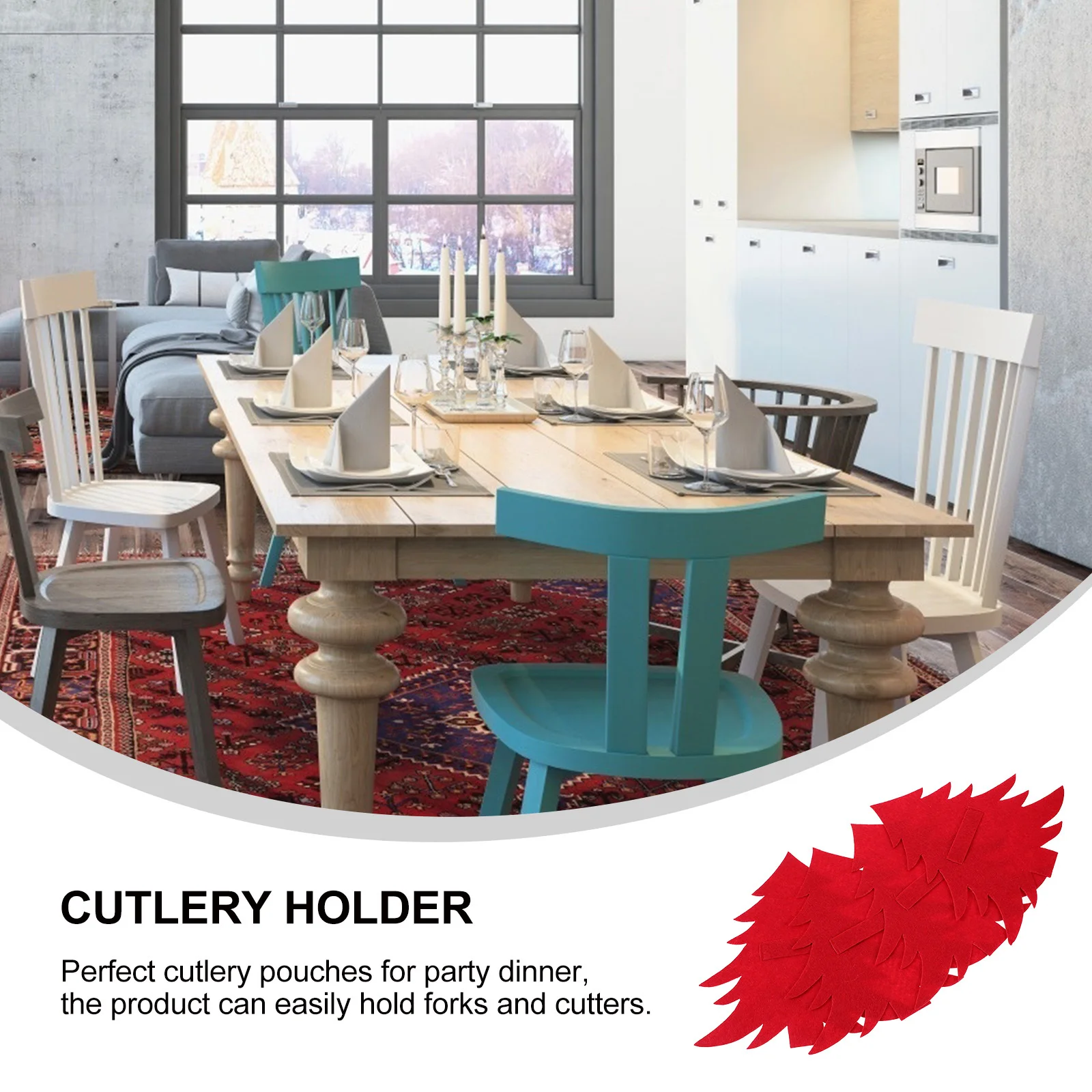 

4 Pcs Christmas Tree Tableware Party Decoration Xmas Cutlery Holder Merry Utensil Holders