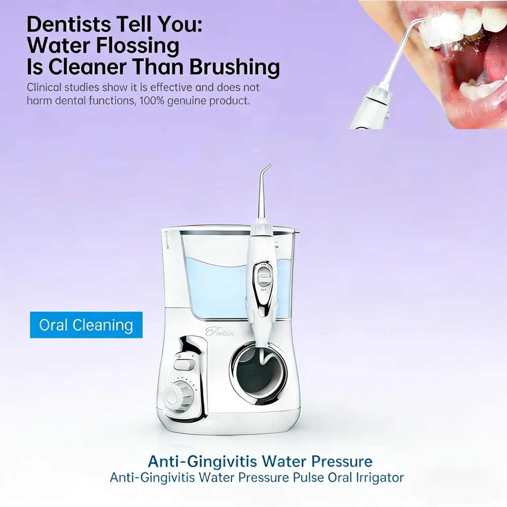 

Настольный электрический ирригатор для полости рта 800 мл, 10 умных режимов, 5 насадок, оральная спа-терапия для зубов и десен