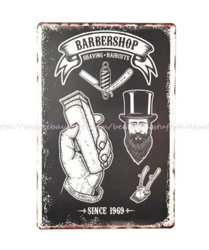 barberia barba barber shop metal tin sign ornate metal wall art