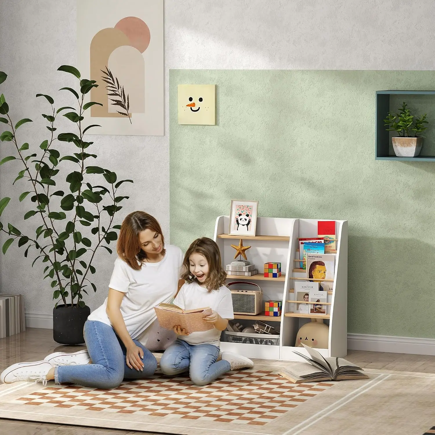 Kids 4-Tier Bookshelf & Toy Storage Organizer White, Customized