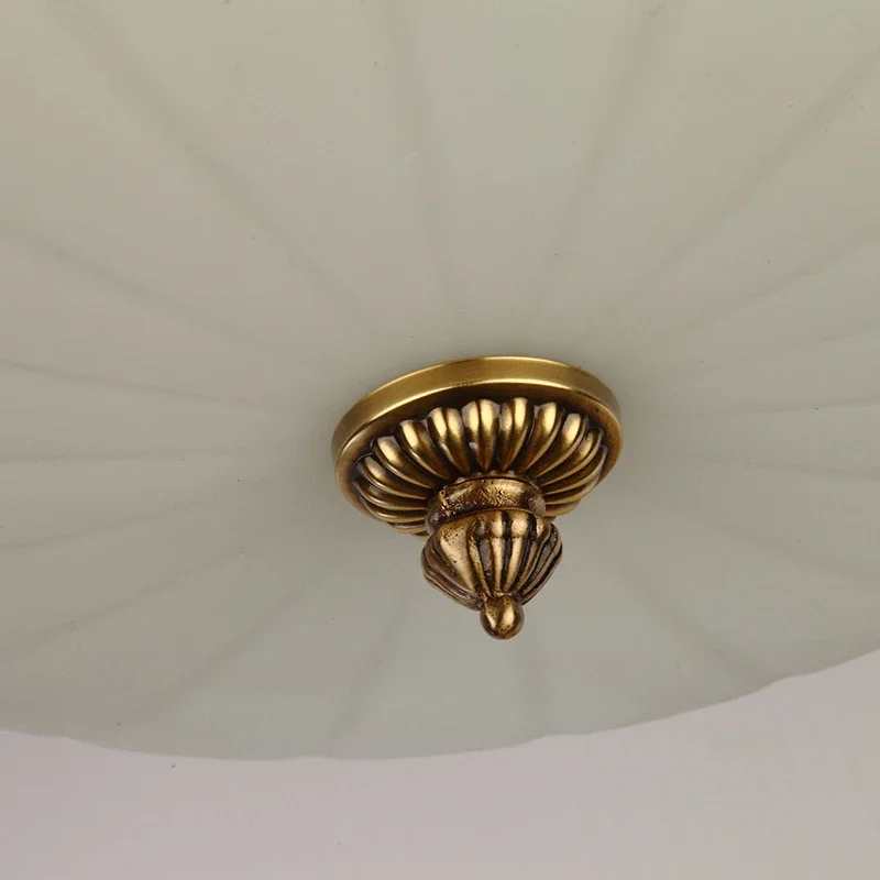 الأوروبي E27 نحت النحاس ضوء السقف زجاج مستدير عاكس الضوء الكلاسيكية خمر غرفة المعيشة غرفة نوم مقهى مطعم مصباح معلق #5