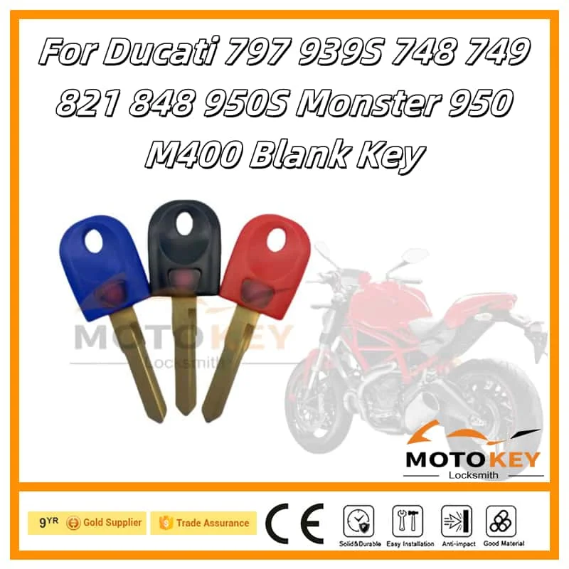 For Ducati 797 939S 748 749 821 848 950S Monster 950 M400 Blank Key Motorcycle Replace Uncut Keys can be placed anti-theft chip