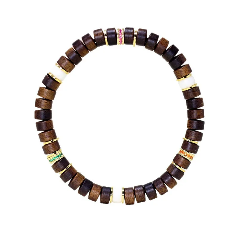 Agarwood wood DIY three-row bracelet, size 7*4, unisex Chinese-style cultural bead string prayer beads 5